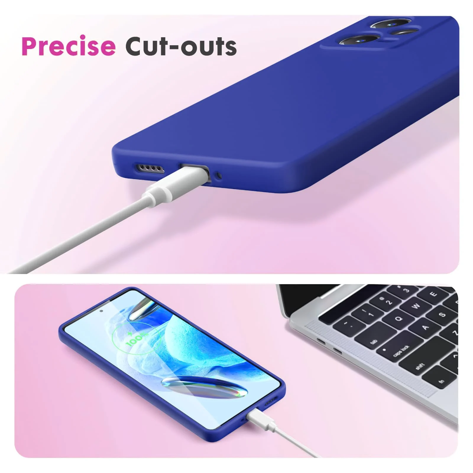 DL3 Mobilak Liquid Silicone Protective Case with Soft Microfiber Lining with Full Camera Protection for Xiaomi Redmi Note 12 Pro Plus 5G - Pepsi