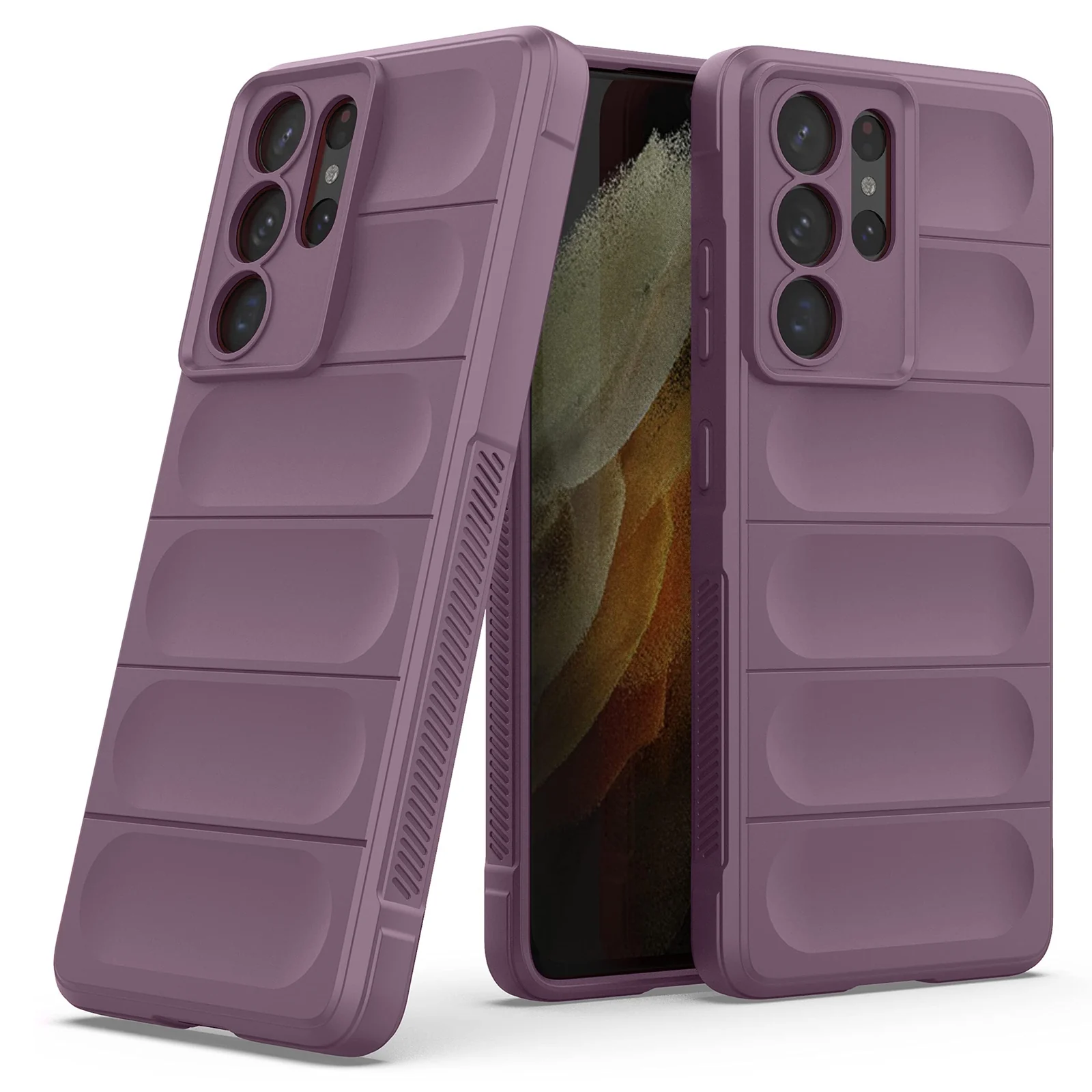 DL3 Mobilak Soft Silicone Protective Case for Samsung Galaxy S21 Ultra with Camera Protection and Shockproof Design - Purple