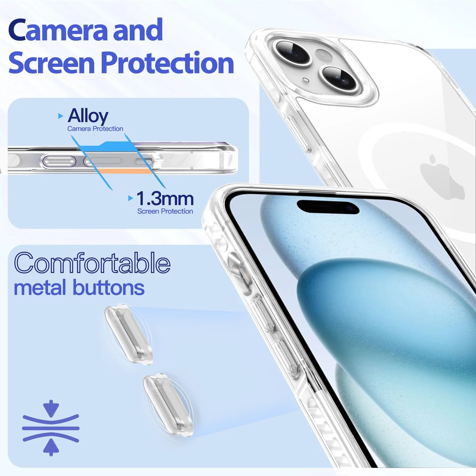 DL3 Mobilak Rugged Protective Case for iPhone 13 / iPhone 14, Compatible with MagSafe accessories, Supports wireless charging, Shock-absorbing protection - White