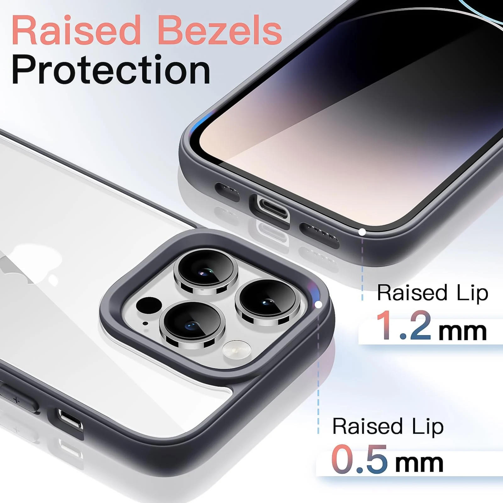 DL3 Mobilak Clear TPU Case for iPhone 16 Pro Max 6.9-Inch, Supports wireless charging, Shock-absorbing protection, Anti-fingerprint finish - Titanium Gray