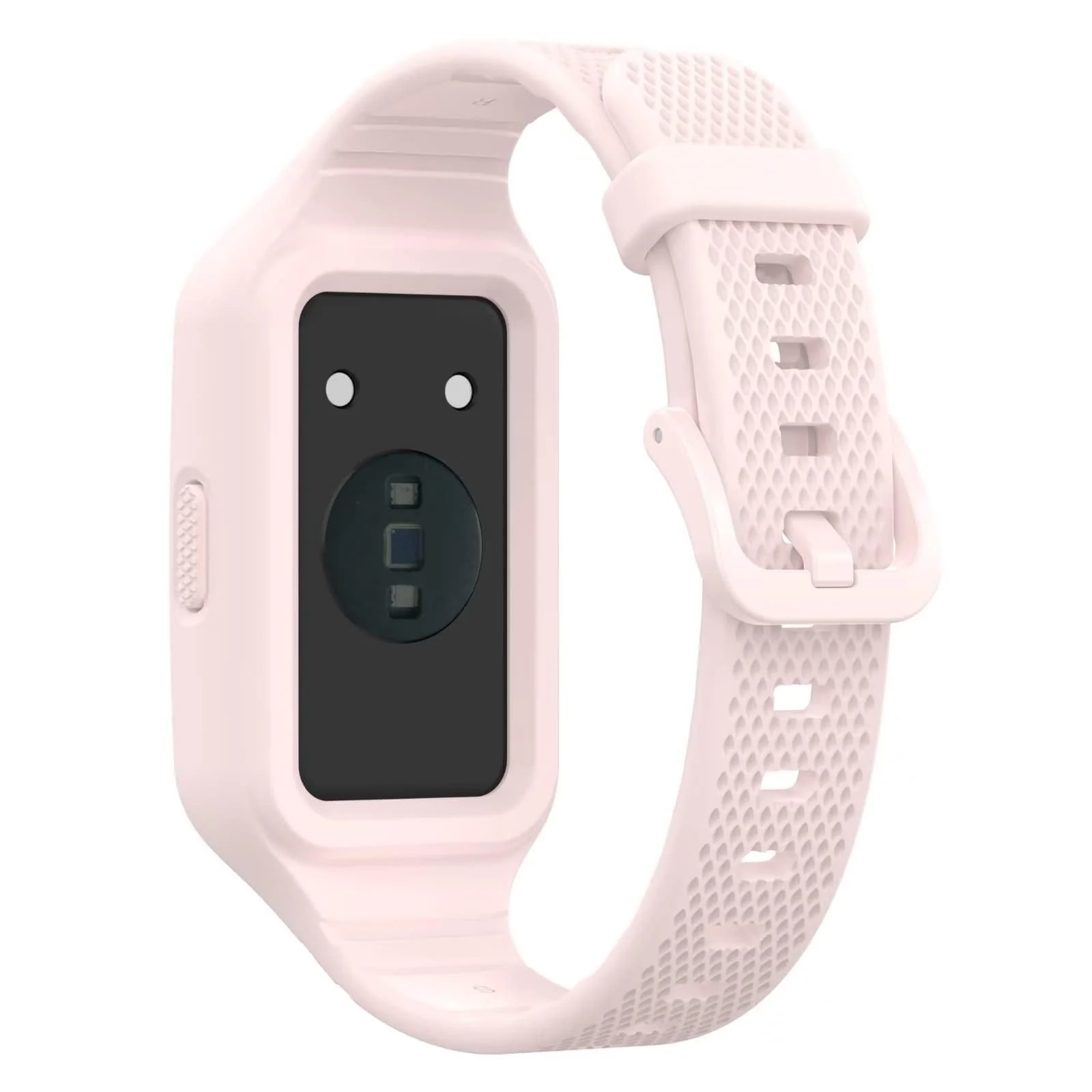 DL3 MOBILAK Strap Compatible with Huawei Band 10/9/8/7/6/6 Pro, Adjustable Replacement Strap - Silicone Replacement Wrist Strap With Built-in Case Cover For Honor Band 6/7 - Pink
