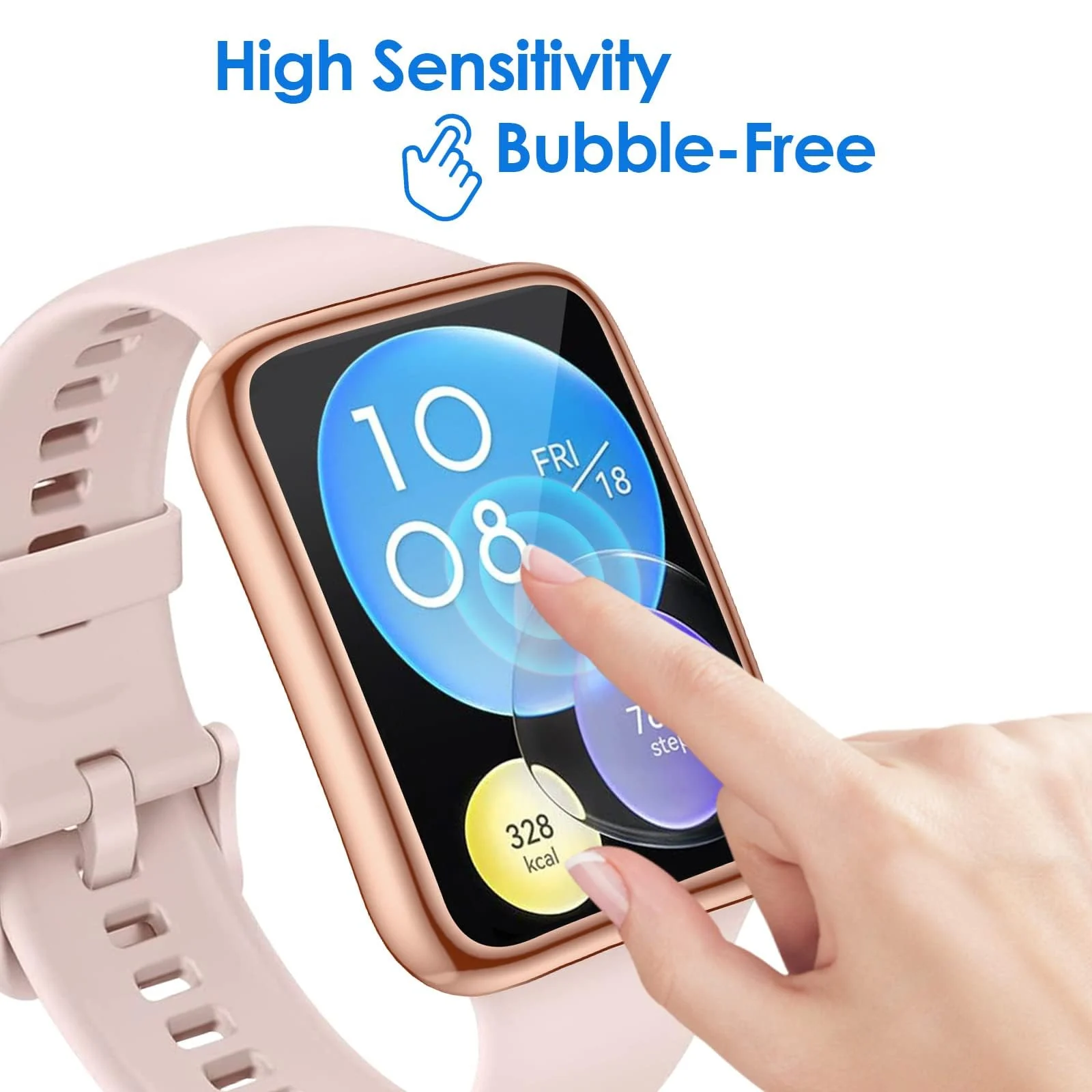 DL3 Mobilak Case Compatible with Huawei Watch Fit 2 Protective Case, Flexible TPU Full Protection Screen Protector Cover Scratch-Resistant Screen Protector Case For Huawei Fit 2 - Rose Gold