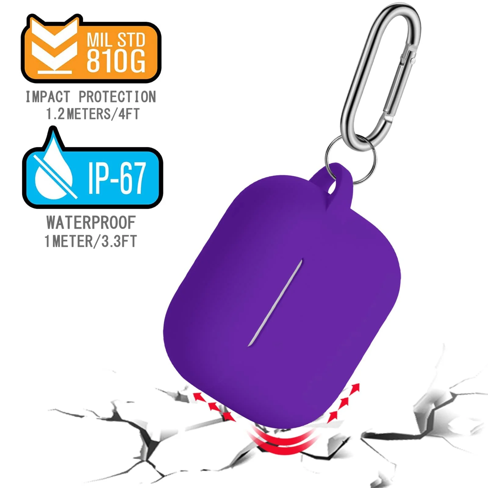 DL3 Mobilak AirPods 3 Case Cover, Silicone Protective Accessories Skin with Keychain Compatible with Apple AirPod 3rd Generation 2021 for Women Girl, Front LED Visible - Purple