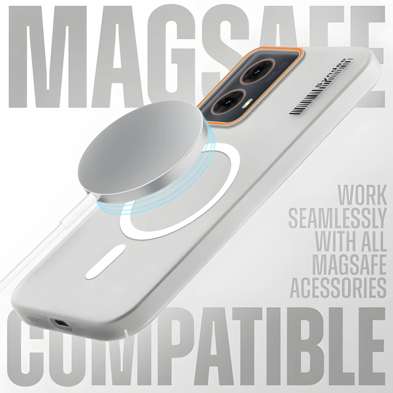 DL3 Mobilak Clear MagSafe-Compatible Magnetic Case for Motorola Moto G85 5G with Camera Protection and Ring Holder - Clear