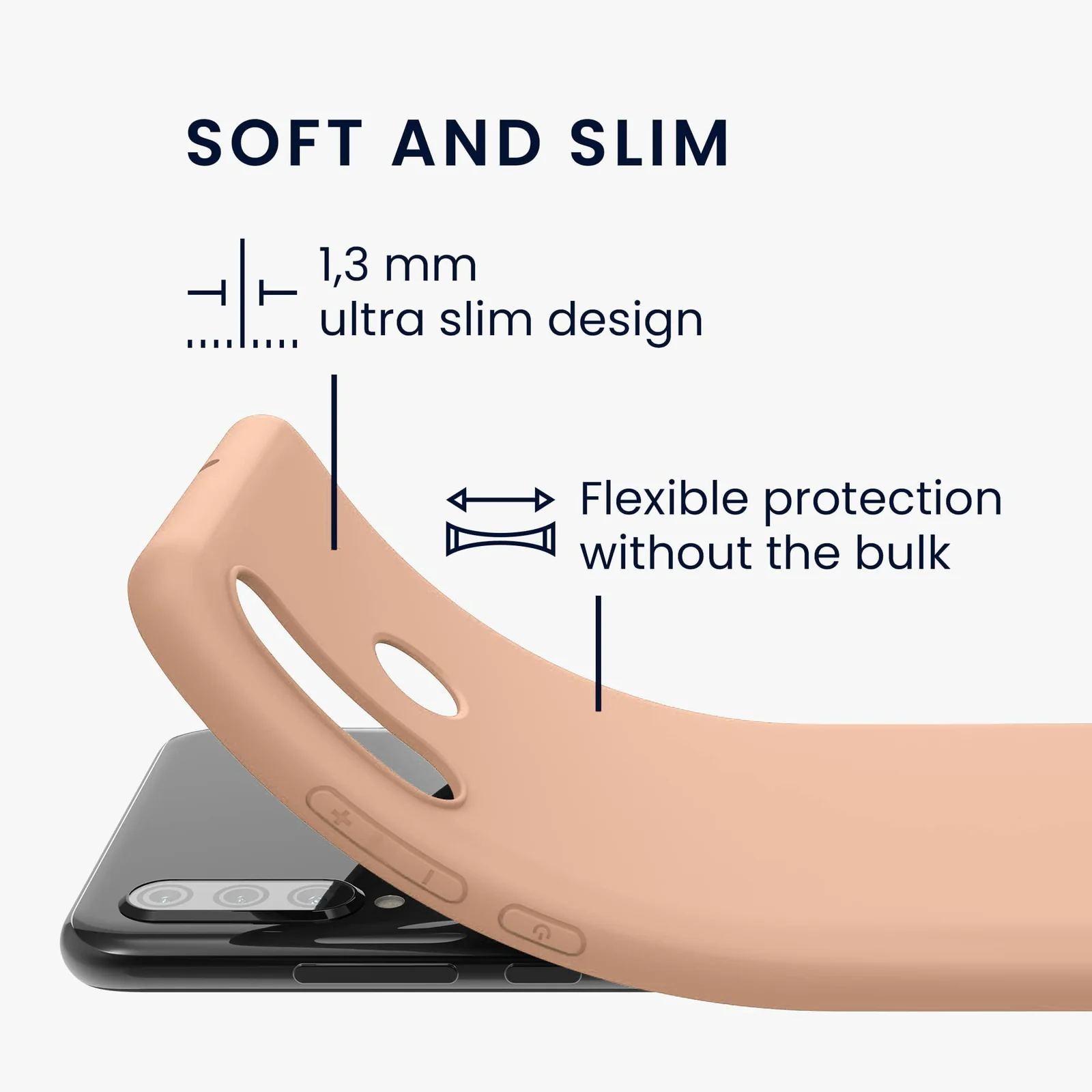DL3 Mobilak Soft Silicone Protective Case for Huawei Y9S / Honor 9X Pro / P Smart Pro 2019 with Microfiber Lining and Shockproof Design - Light Orange