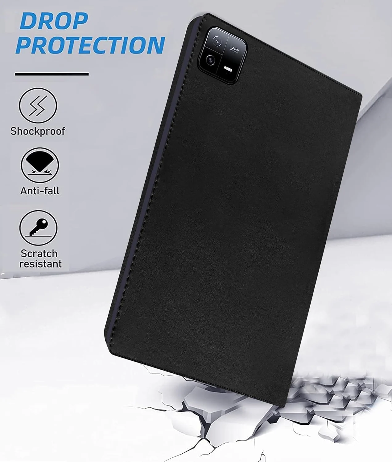 DL3 Mobilak Case Compatible with Xiaomi Pad 6/Xiaomi Pad 6 Pro 11 inch Flip Wallet Leather Case Cover - Black