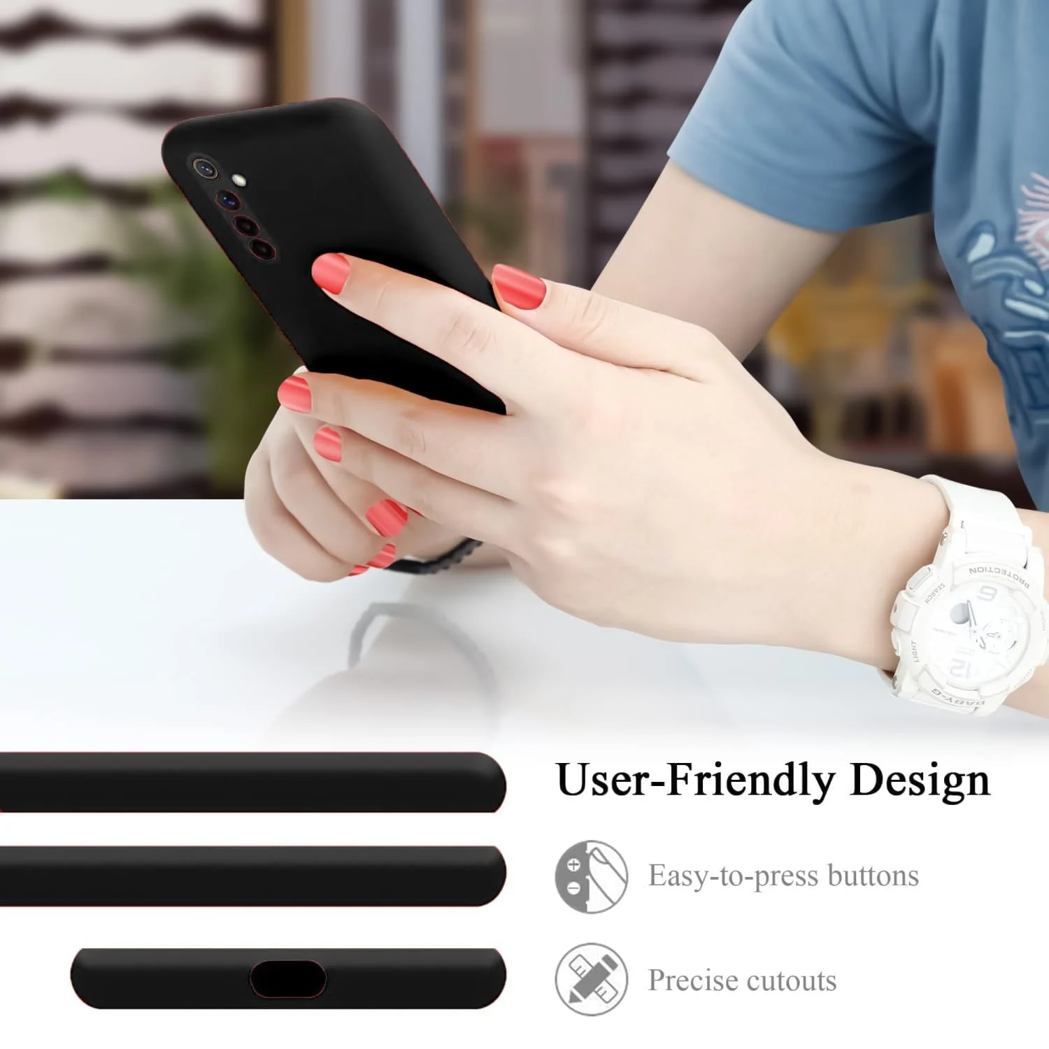 DL3 Mobilak Soft Silicone Protective Case for realme 6 with Microfiber Lining and Shockproof Design - Black