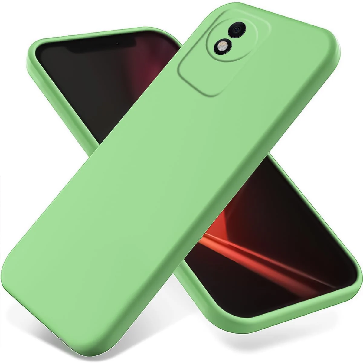 Dl3 Mobilak Vivo Y02 4G/Vivo Y02A 4G Case,Soft Flexible Silicone Gel Rubber Bumper Cover,Full Body Shockproof Protective Phone Case (Red)