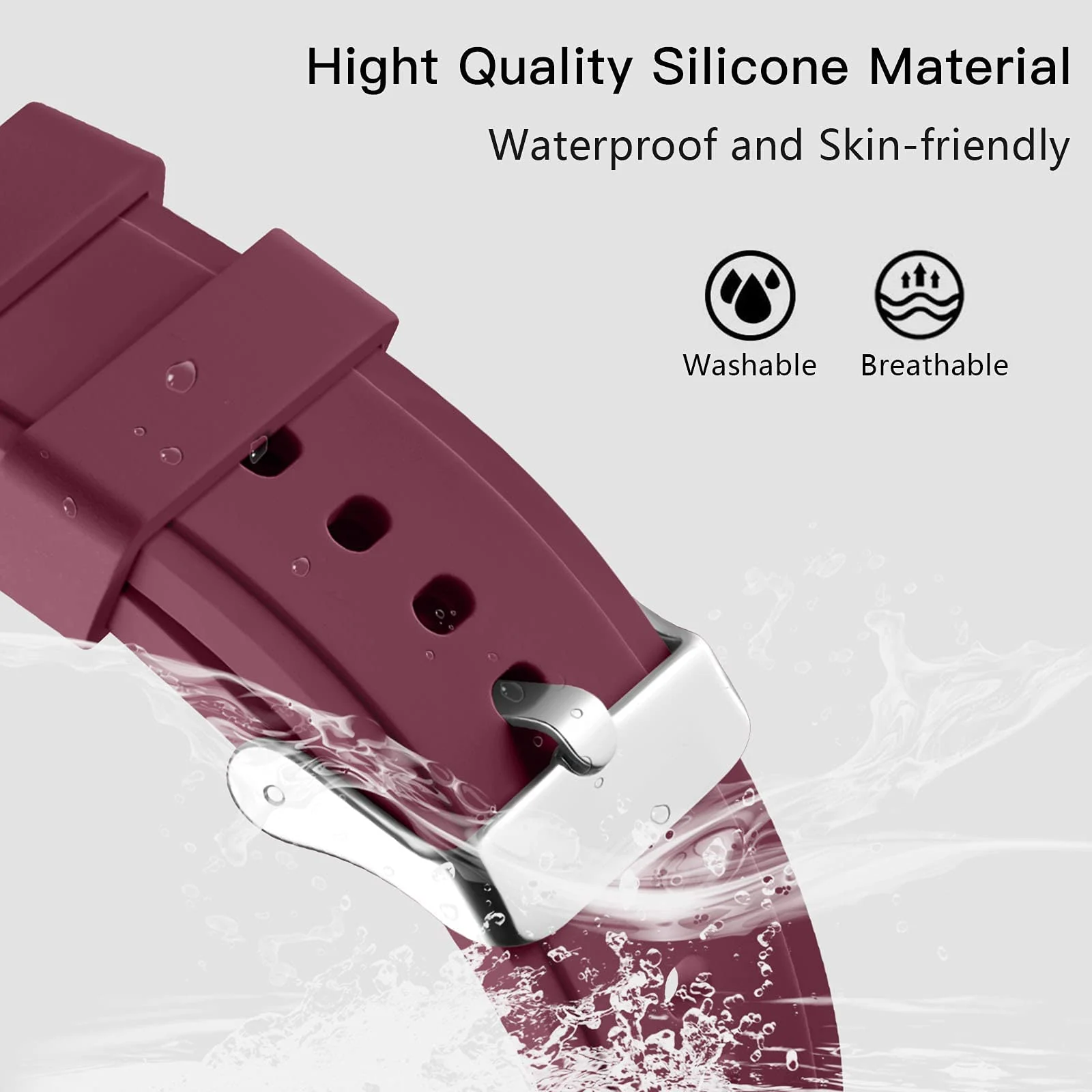 DL3 Mobilak No Gap Bands Compatible with Samsung Galaxy Watch 7 5 4 6 Band 44mm 40mm/Watch 5 Pro 45mm/Galaxy Watch 4 Classic 46mm 42mm Strap,20mm Quick Release Sport Replacement Bands for Women Men - Wine Red