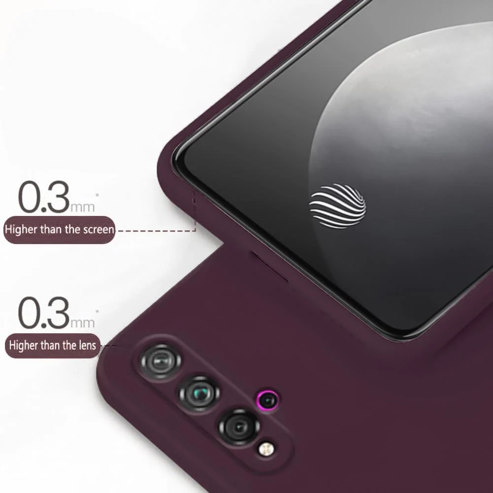 DL3 Mobilak Liquid Silicone Protective Case for Huawei nova 5T with Microfiber Lining and Shockproof Design - Wine Red