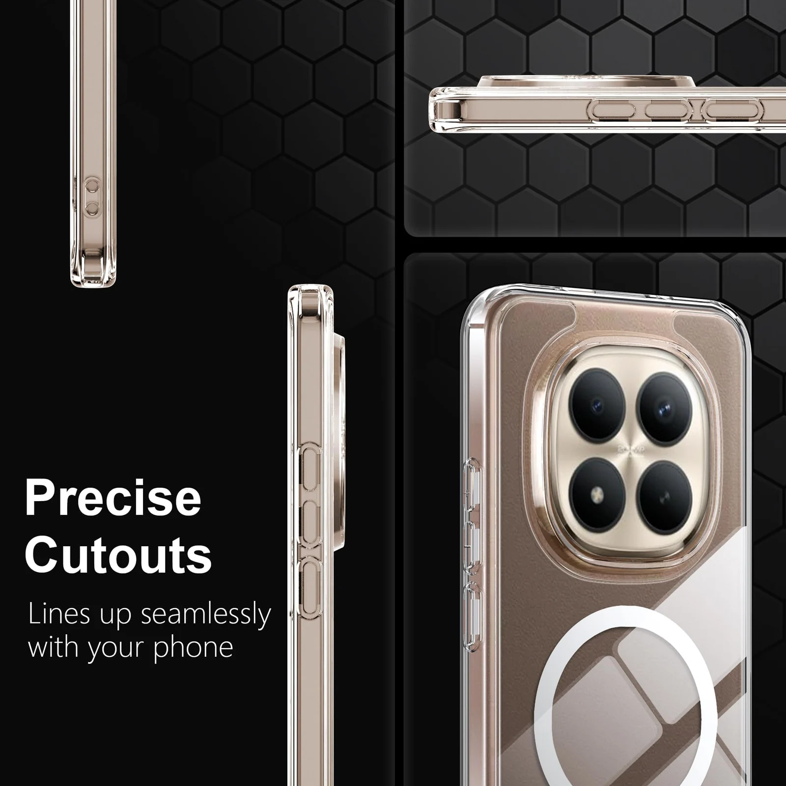 MOBIGON Slim Magnetic MagSafe-Compatible Phone Case for Xiaomi Redmi Note 15 Pro Plus 5G, Clear