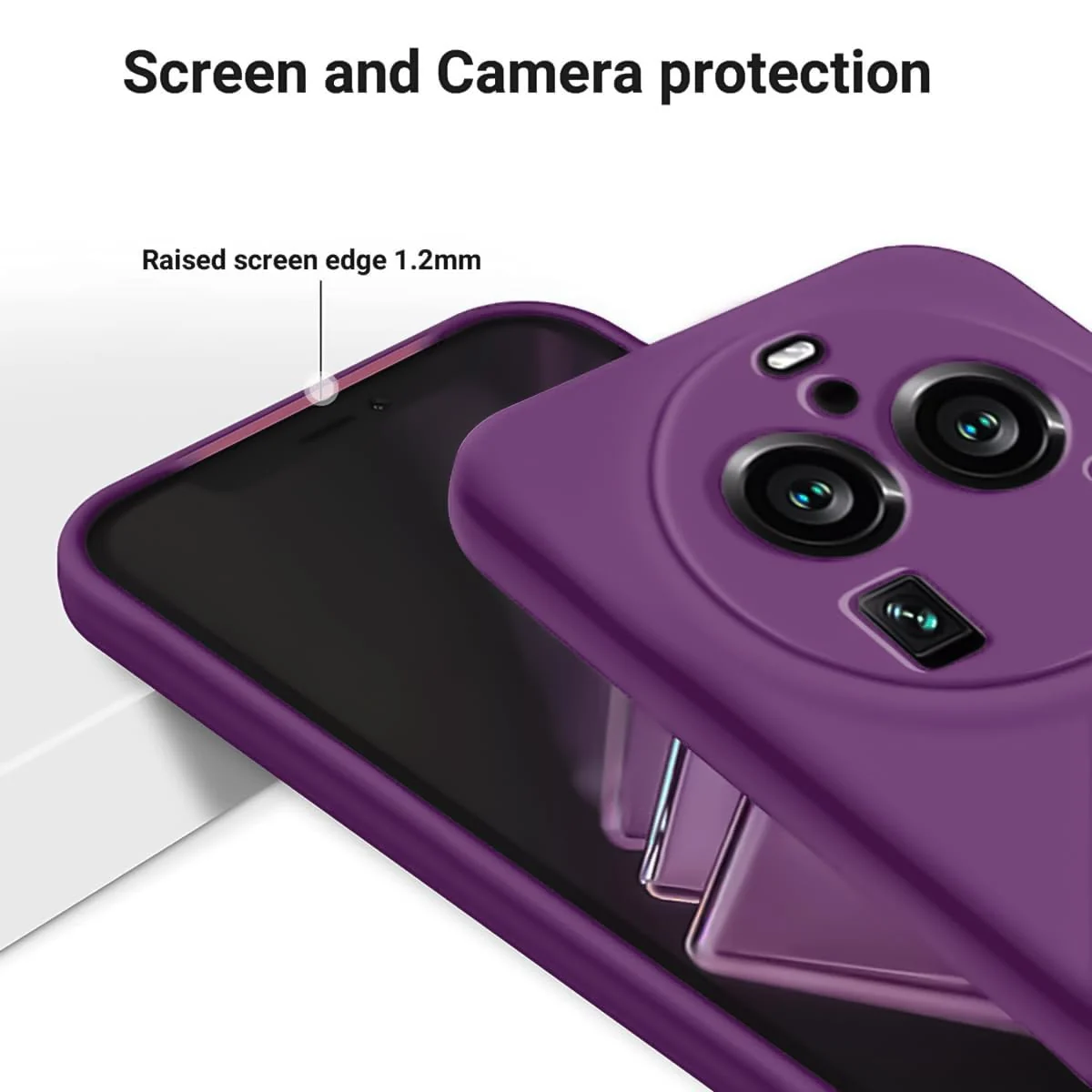 DL3 Mobilak Liquid Silicone Protective Case with Soft Microfiber Lining with Full Camera Protection for OPPO Find X6 Pro - Violet