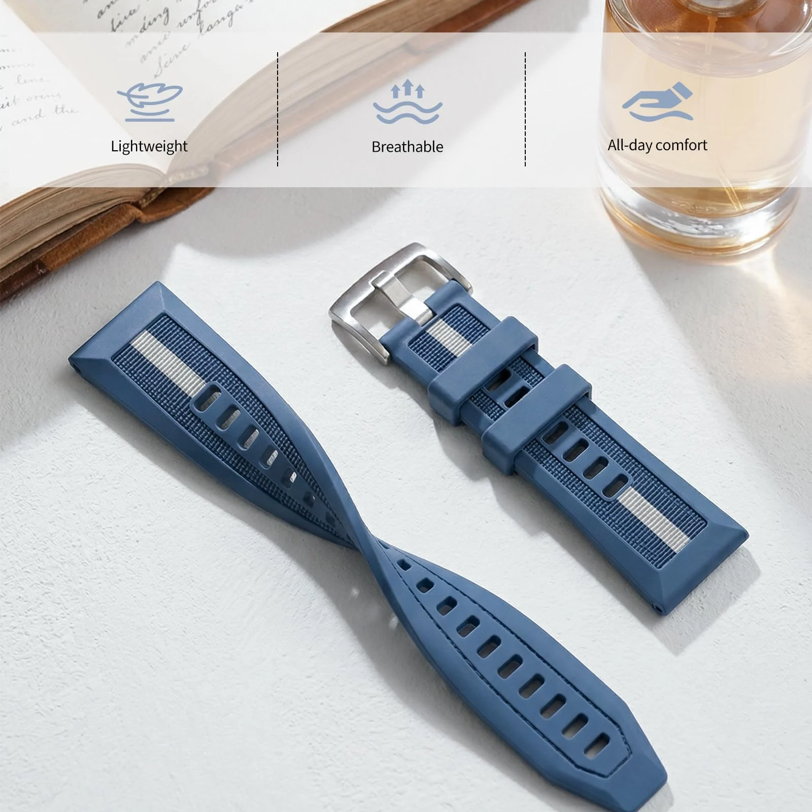 MOBIGON 20mm Nylon-Silicone Sport Watch Strap, Wine Red