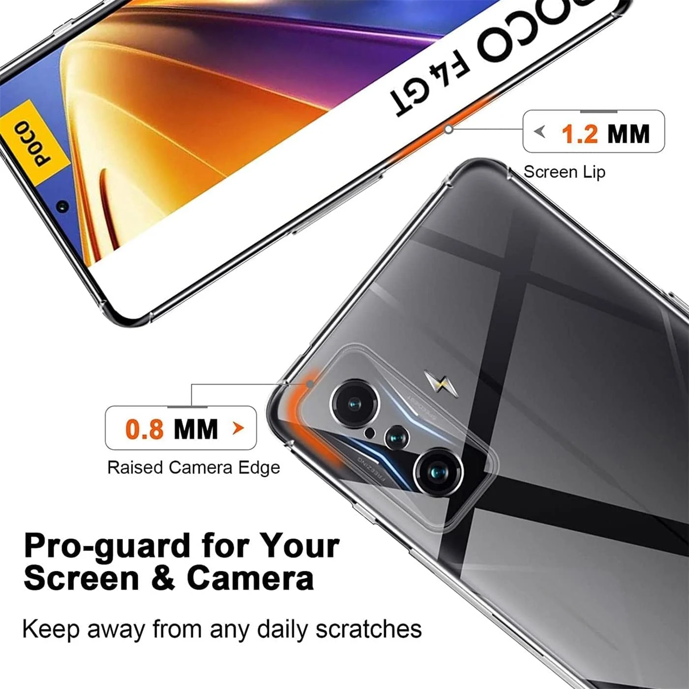 DL3 Mobilak Case Compatible with Poco F4 GT Case Crystal Soft TPU Gel Case Flexible Silicone Anti-Scratch Camera Protection TPU Cover - Clear