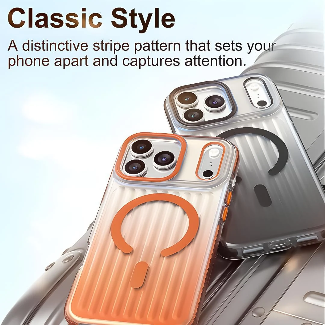 DL3 Mobilak Case for iPhone 17 Pro Max, Gradient Magnetic Luggage Aesthetics Case, Compatible with MagSafe, Shockproof TPU Frame & Hard PC Back Cover - White