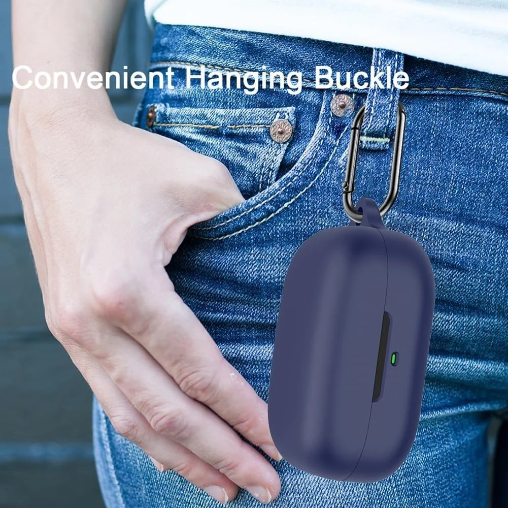 DL3 Mobilak Compatible with Motorola Moto Buds/Moto Buds Buds+ Case Cover, Soft Silicone Shockproof Protective Case Wireless Earbuds with Carabiner, Front LED Visible - Blue