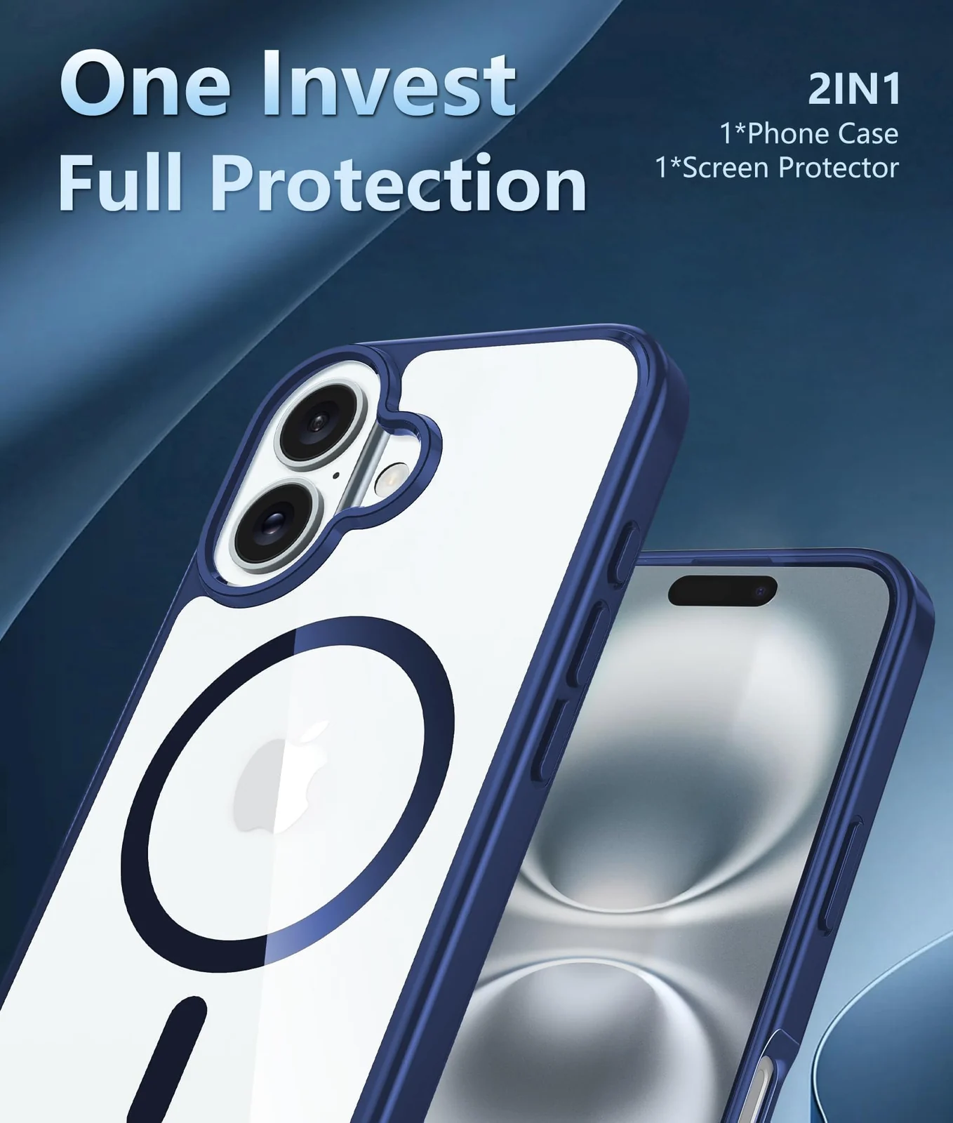 DL3 Mobilak Translucent Matte Case for iPhone 16 + Plus 6.7-Inch Compatible with, Compatible with MagSafe accessories, Shock-absorbing protection, Scratch-resistant surface - Blue