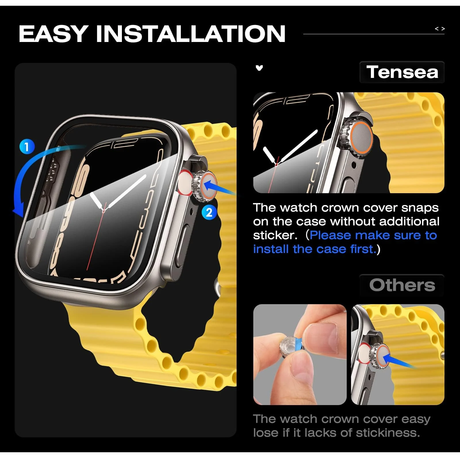 DL3 Mobilak Apple Watch 45mm Screen Protector Case, Built-in Tempered Glass Screen for iWatch Series 9 8 7 (Titanium) - Ultra-Like Design - Titanium