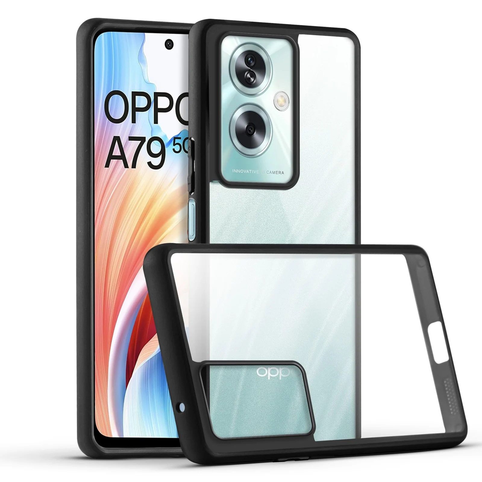 DL3 Mobilak Clear TPU Case for OPPO A79 5G / OPPO A2 5G / OnePlus Nord N30 SE, Camera protection, Shock-absorbing protection, Scratch-resistant surface - Black