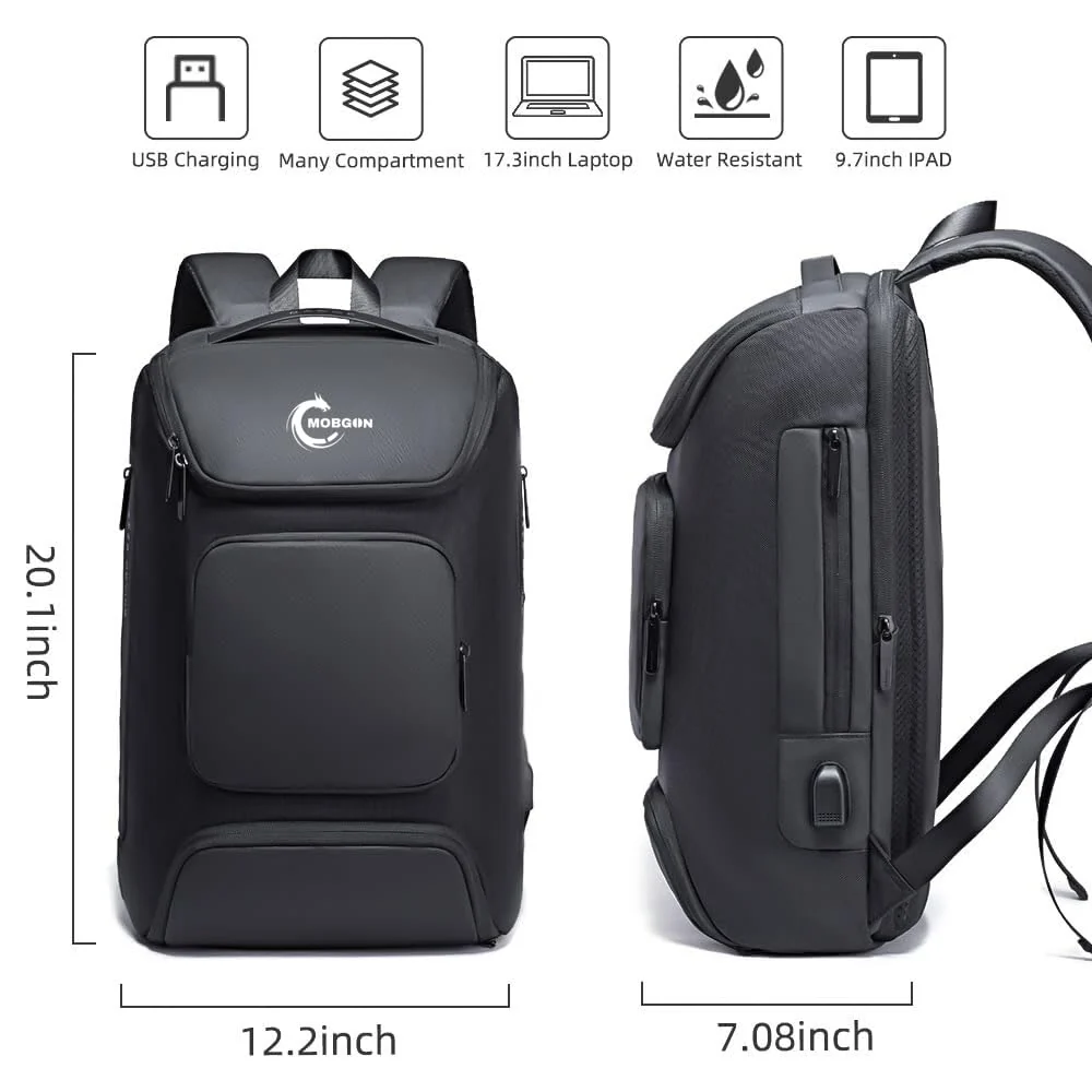Mobigon Business Travelling Laptop Backpack, 17 Inch Laptop Bag Rucksack with USB Charging Port, Water-Resistant Bag Daypack for Work College Computer Men Women Backpack For MacBooks - Black
