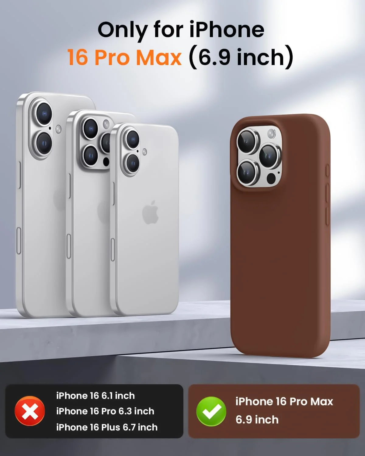 DL3 Mobilak Liquid Silicone Protective Case with Soft Microfiber Lining for iPhone 16 Pro Max - Brown