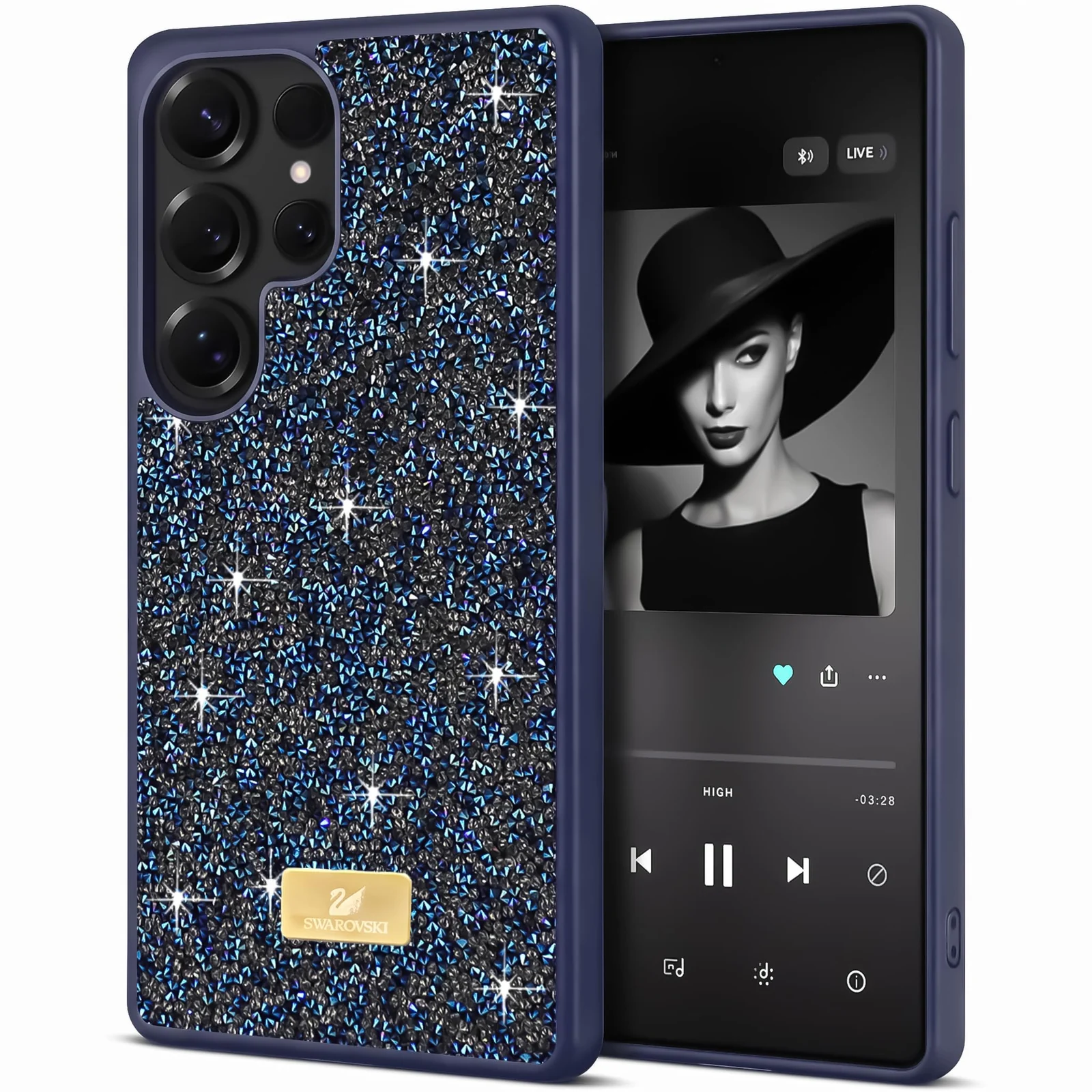 Case For Samsung Galaxy S26 Ultra Case Glitter, Sparkle Diamond Crystal Bling Case with Bling, Ultra Thin Lightweight Full Body Shockproof Anti-Scratch Protective Cover - Black