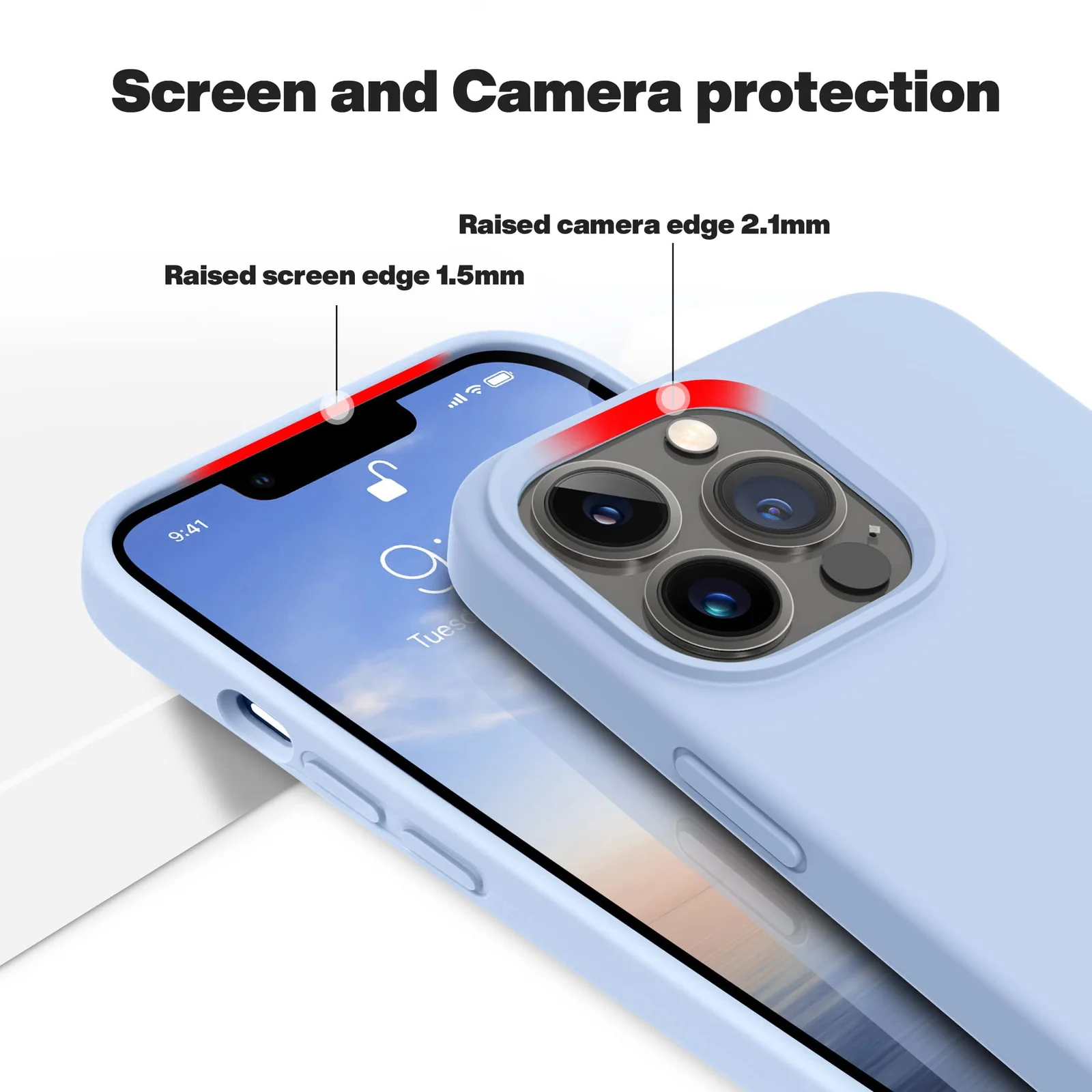 DL3 Mobilak Liquid Silicone Protective Case with Soft Microfiber Lining for iPhone 12 Pro Max (6.7 Inch) - Baby Blue