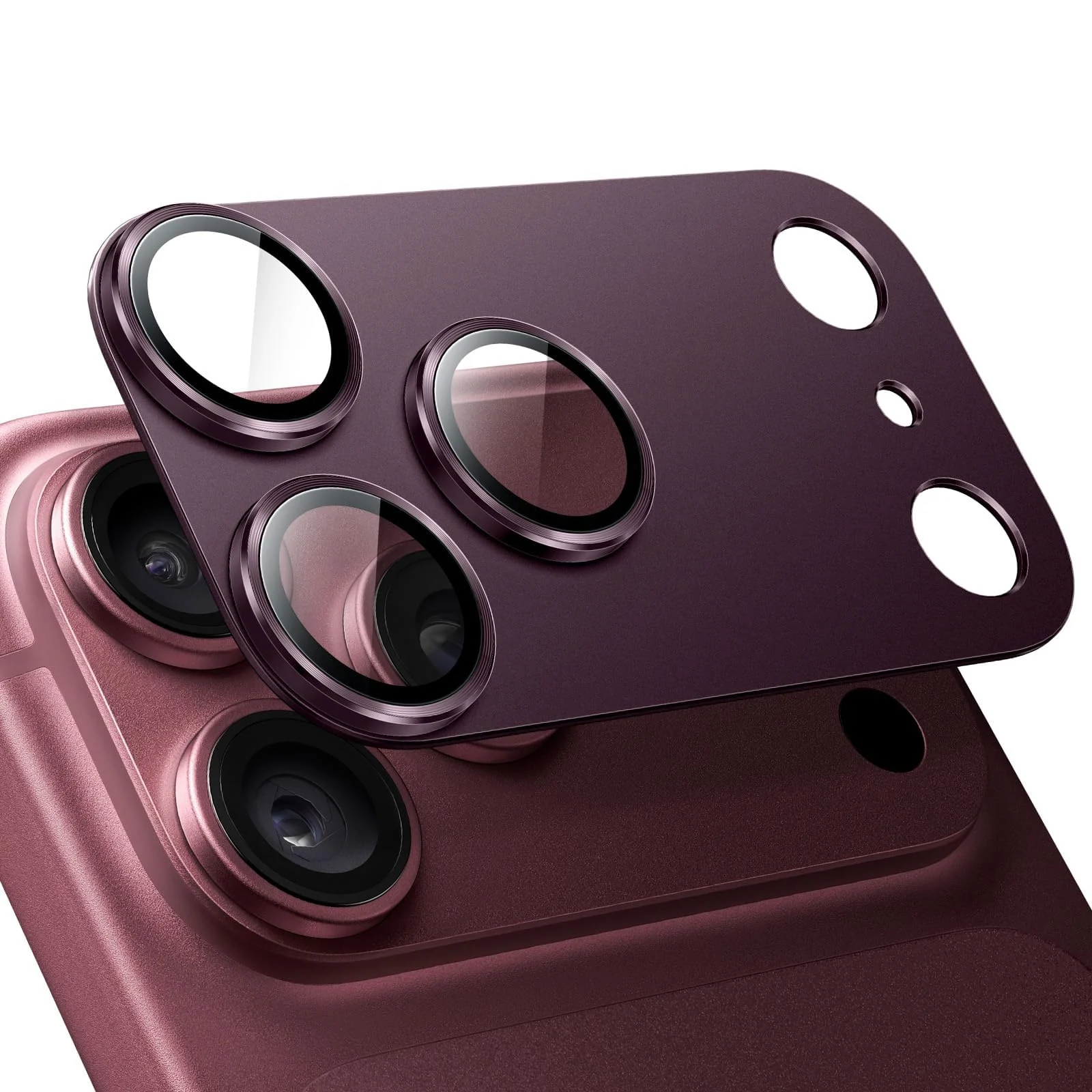 DL3 MOBILAK Full Camera Lens Protector for Apple iPhone 18 Pro Max - Dark Cherry