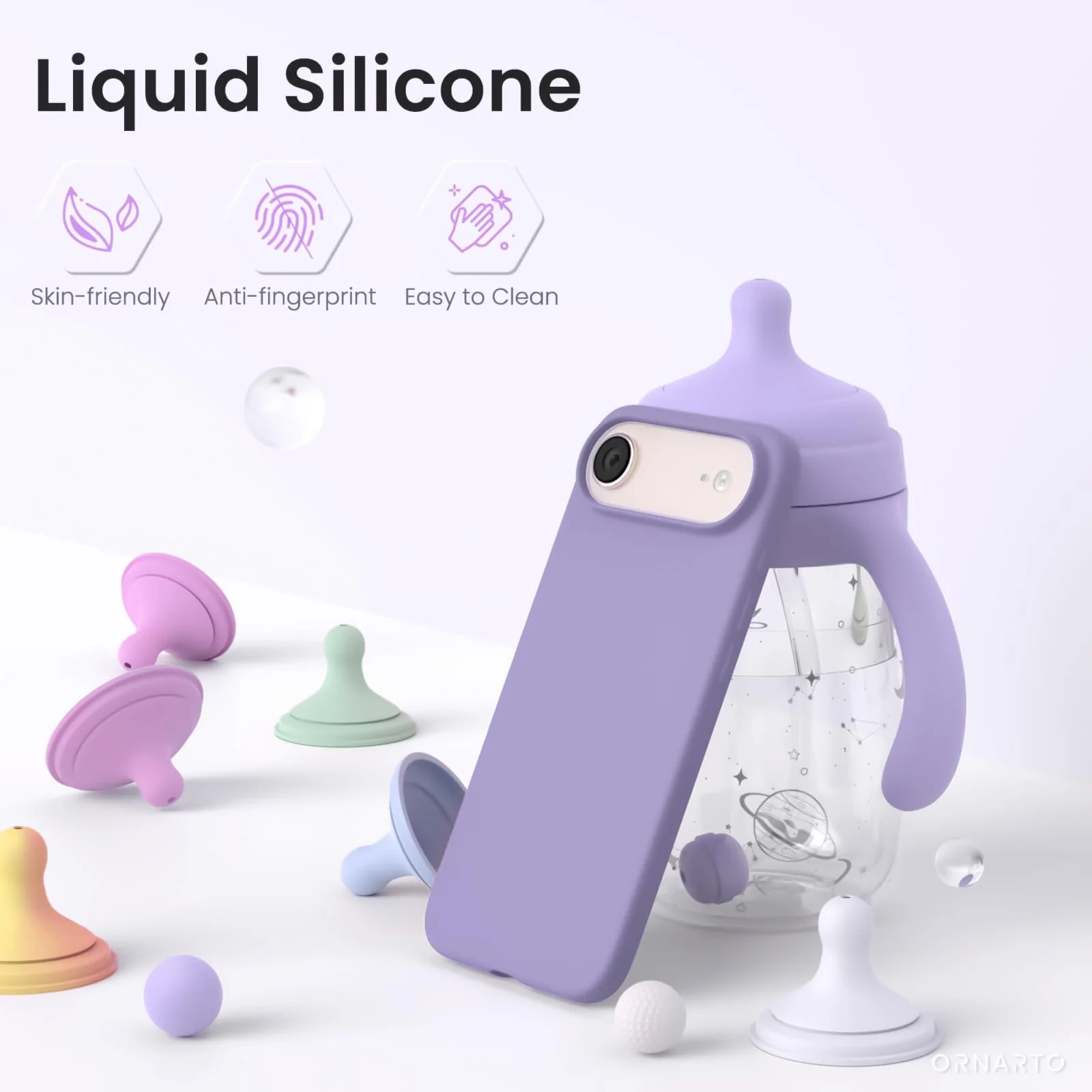 DL3 Mobilak Compatible with iPhone 17 Air 6.5-Inch Case, Premium Liquid Silicone Case, Full Body Protective Cover, Shockproof, Slim Phone Case, Anti-Scratch Soft Microfiber Lining - Light Purple