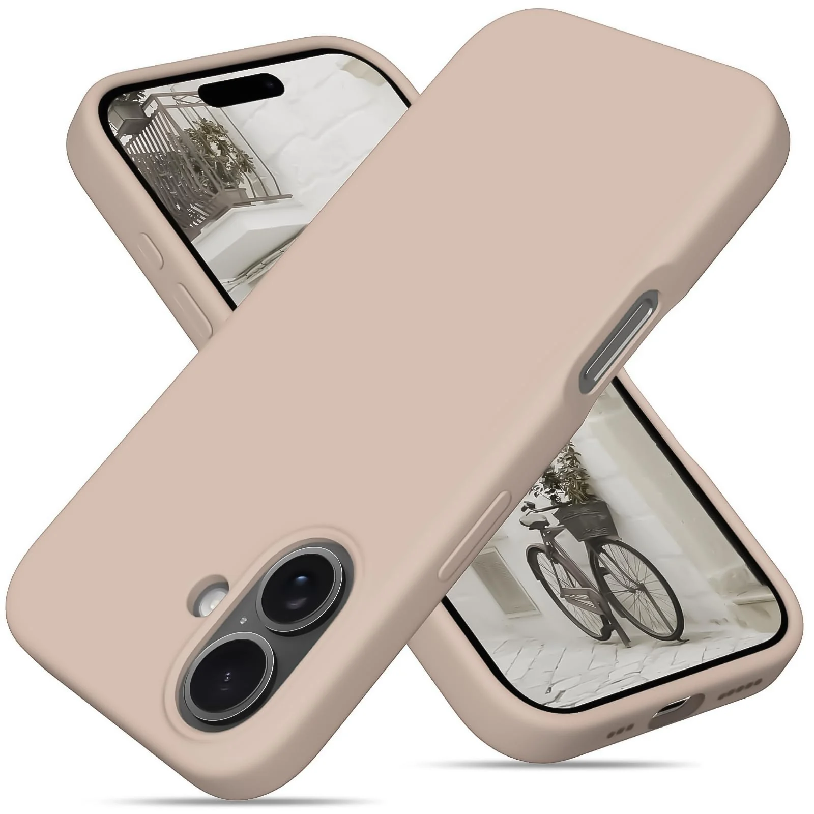 DL3 Mobilak Compatible with iPhone 17 6.3-Inch Case, Premium Liquid Silicone Case, Full Body Protective Cover, Shockproof, Slim Phone Case, Anti-Scratch Soft Microfiber Lining - Pink Sand
