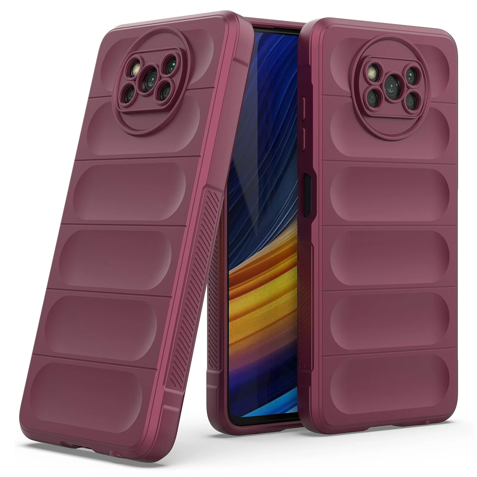 DL3 Mobilak Flexible Silicone and TPU Protective Case with Camera Protection for Xiaomi Poco X3 NFC / Poco X3 / Poco X3 Pro - Wine Red