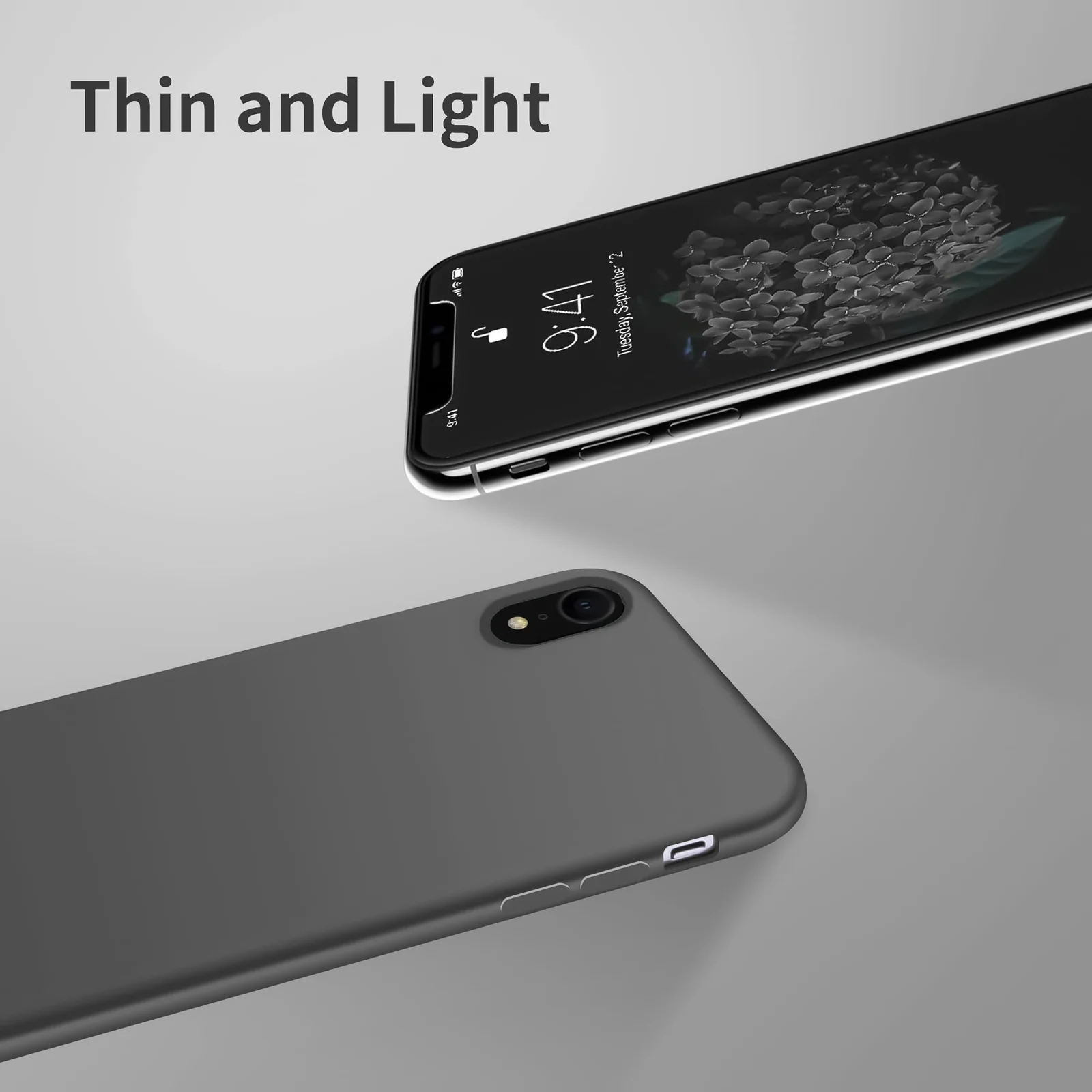 DL3 Mobilak Compatible with iPhone XR Case, Liquid Silicone Case, Full Body Protective Cover, Shockproof, Slim Phone Case, Anti-Scratch Soft Microfiber Lining - Gray