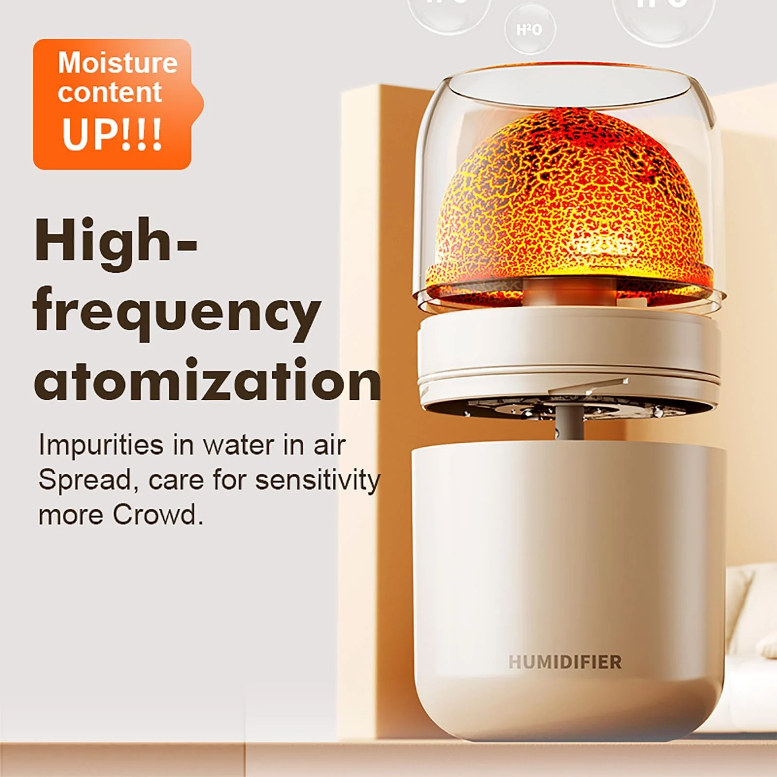 MOBIGON Volcano Mist 300 ml Aroma Diffuser and Humidifier, White - A-White