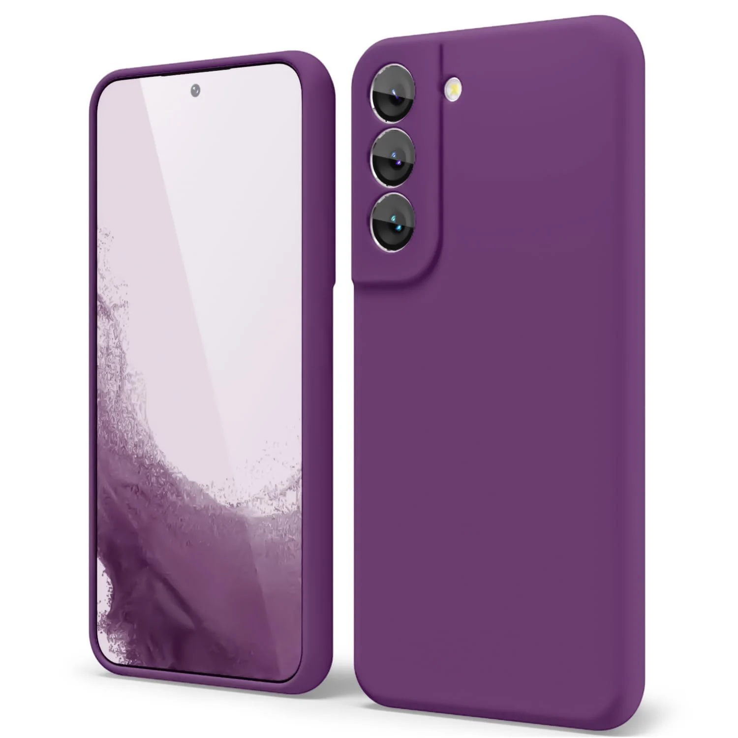 DL3 Mobilak Liquid Silicone Protective Case with Soft Microfiber Lining with Full Camera Protection for Samsung Galaxy S22 5G - Violet