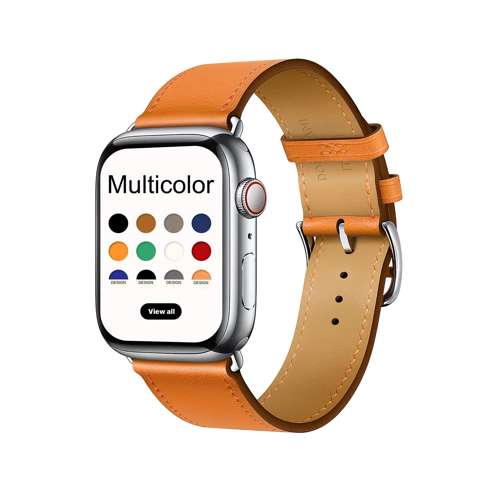 DL3 Mobilak Compatible with Apple Watch Band 49mm 46mm 45mm 44mm 42mm Leather Band Replacement Strap, Soft Leather Bracelet for iWatch Series 11 10 9 8 7 6 5 4 SE SE2 Ultra 3 2 1 - Orange