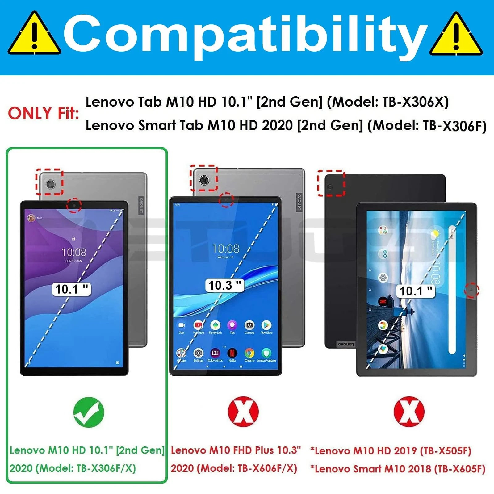 DL3 Mobilak Case Compatible with Lenovo Tab M10 HD (2nd Gen) TB-X306 F/TB-X306 X 10.1 Inch 2020, Ultra Thin Silicone Shockproof Back Shell HD TPU Protective Cover - Clear