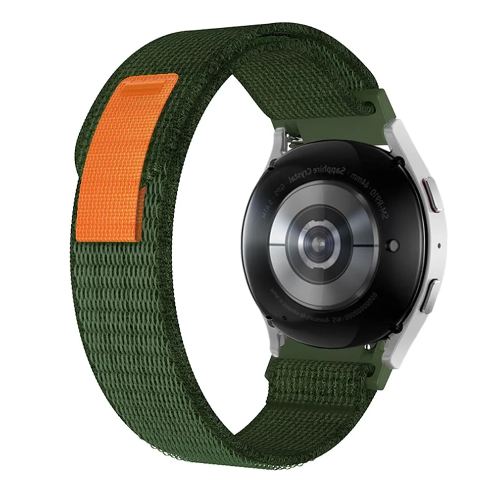 DL3 Mobilak No-Gap Nylon Watch Bands Compatible with Samsung Galaxy Watch 6 5 4 Band 40mm 44mm/Watch 5 Pro Band 45mm/Watch 6 4 Classic Band 42mm 43mm 46mm 47mm, Alpine Loop Woven Sport Strap Men Women - Trail Army Green