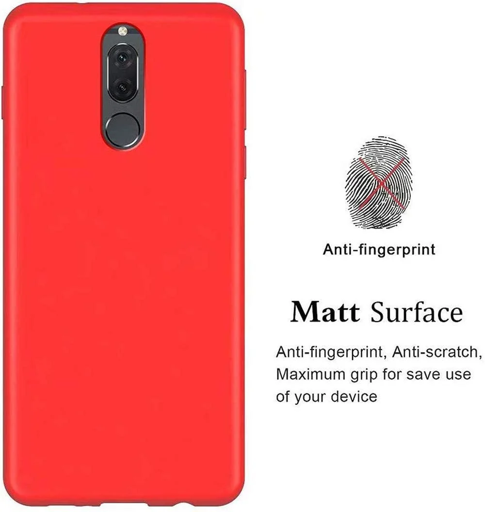 DL3 Mobilak Soft Silicone Protective Case for Huawei Mate 10 Lite with Microfiber Lining and Shockproof Design - Red