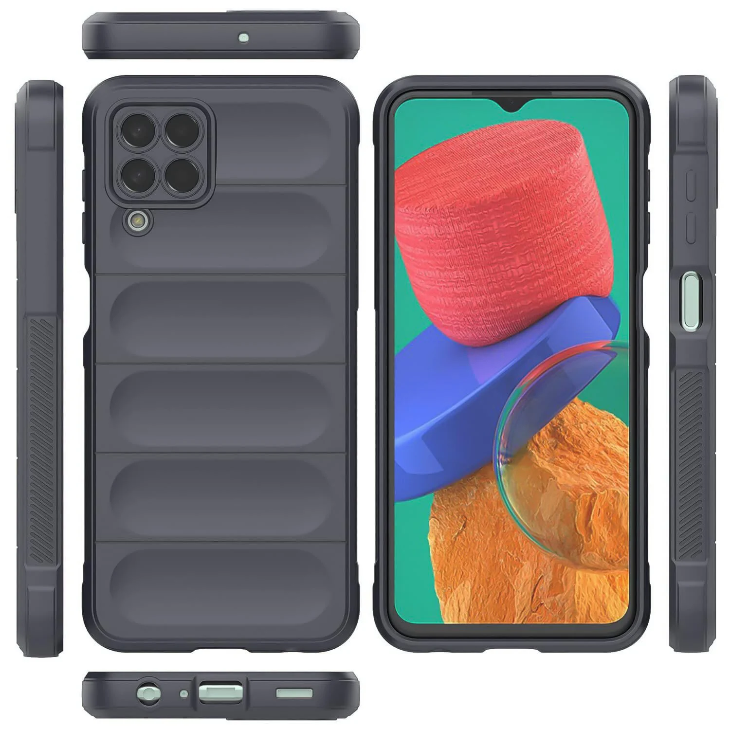 DL3 Mobilak Flexible Silicone and TPU Protective Case with Camera Protection for Samsung Galaxy M33 5G - Dark Gray