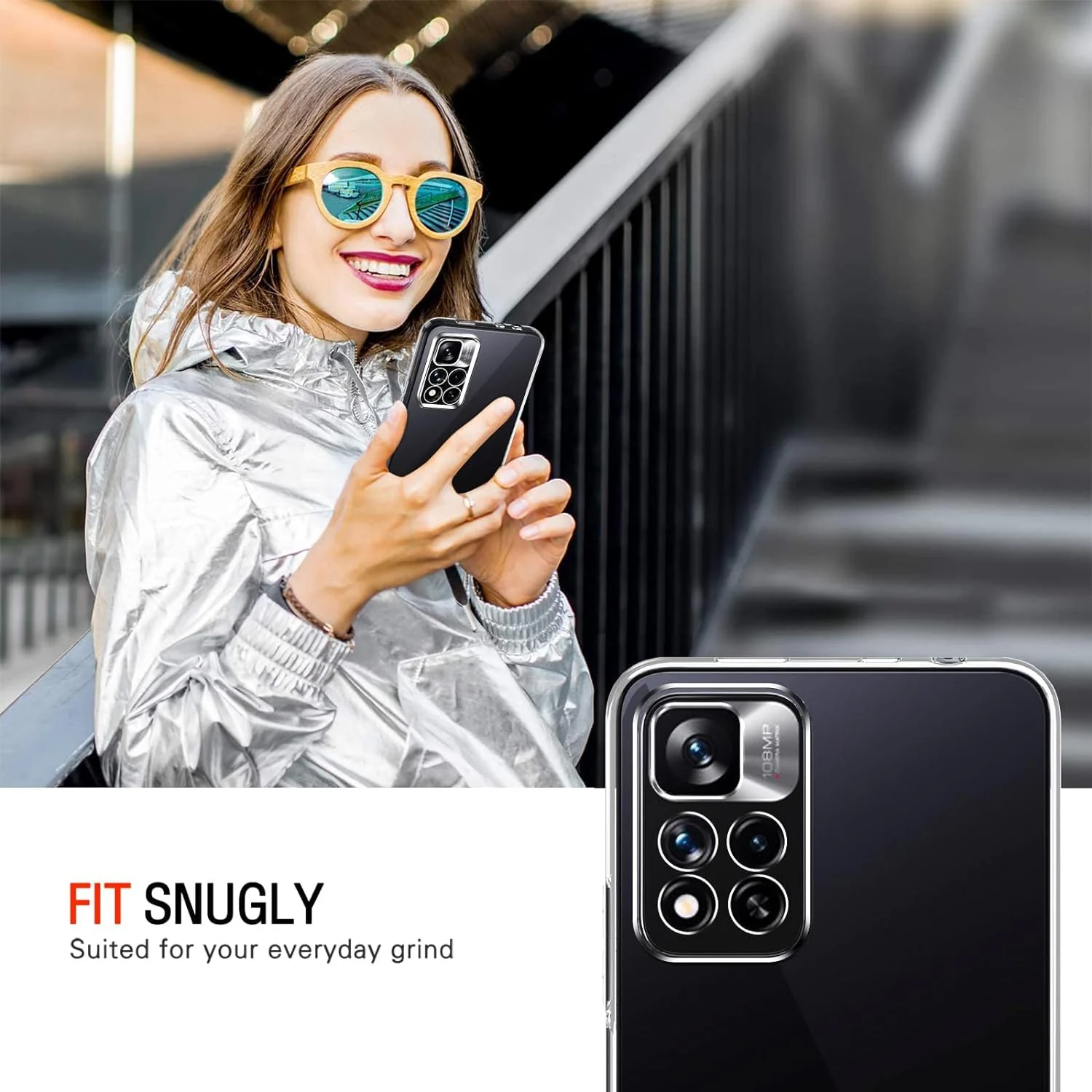 DL3 Mobilak Case Compatible with Xiaomi Redmi Note 11 Pro Plus 5G Case Crystal Soft TPU Gel Case Flexible Silicone Anti-Scratch Camera Protection TPU Cover - Clear