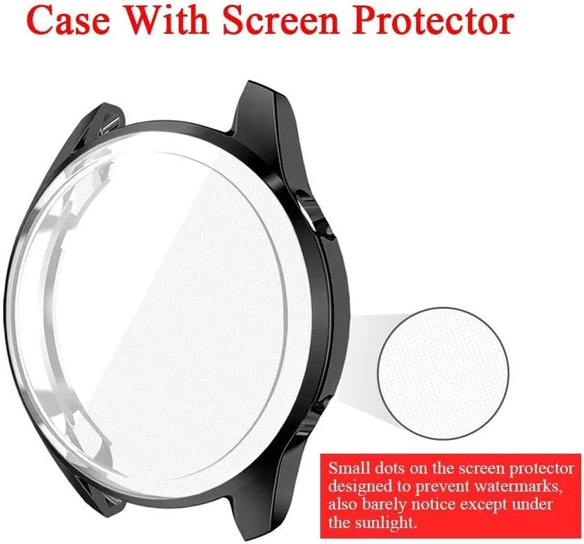 DL3 Mobilak Case Compatible with Huawei Watch GT2 46mm Case All-Around Screen Protector Watch Soft TPU Shockproof Cover Slim Guard Thin Bumper Shell Protector - Black