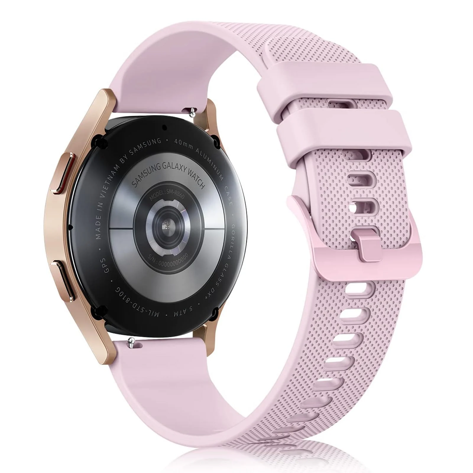 DL3 Mobilak Strap Silicone Buckle 20MM Band For Samsung Gear Sport/Watch 7/6/5/4/5 Pro 45mm/S2 classic/active 2 40mm 44mm/Amazfit GTS 2/2e/GTS 3/3 Pro/GTS 4/GTS 2 Mini/3 Mini/4 Mini/Bip 3/Bip 3 Pro - Rose Pink