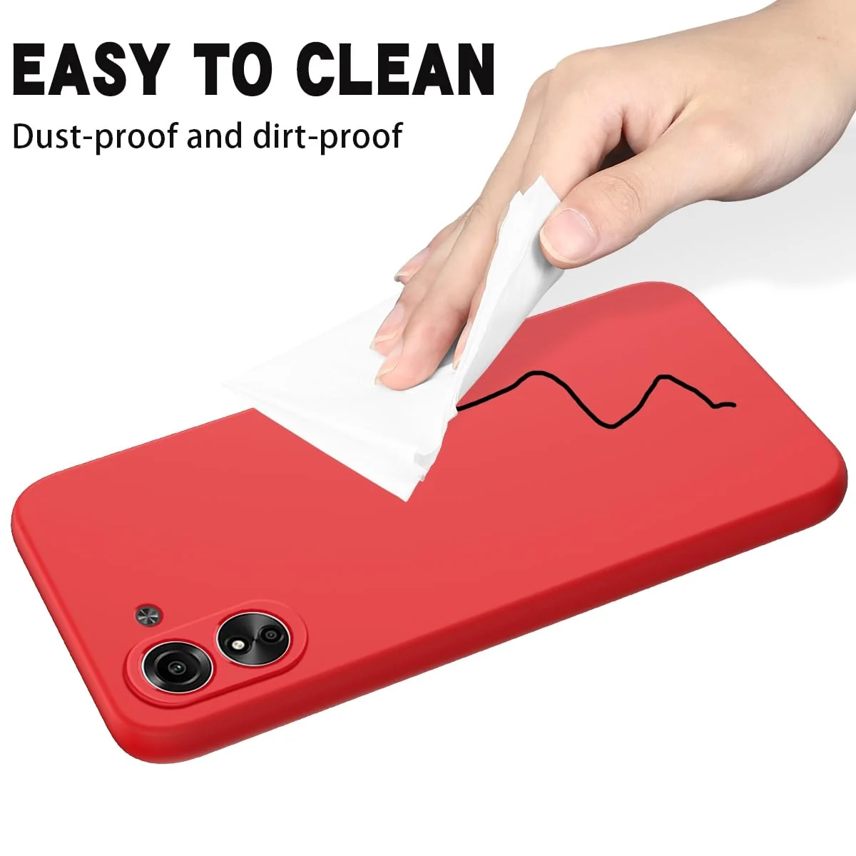 DL3 Mobilak Soft Silicone Protective Case for Xiaomi Redmi 13C with Microfiber Lining and Shockproof Design - Red