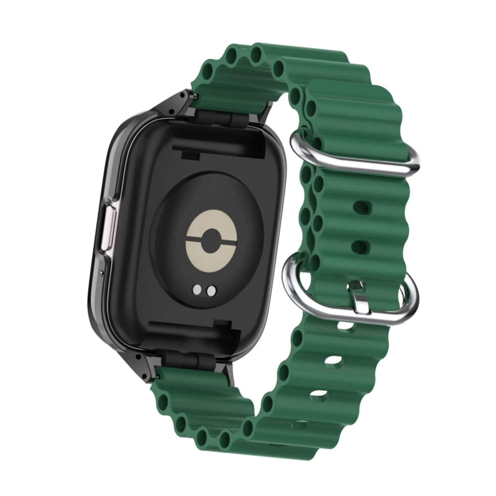 DL3 Mobilak Ocean Strap Compatible with Xiaomi Redmi Watch 3 Lite/Redmi Watch 3 Active, Adjustable Silicone Strap with Metal Buckle, Band With Frame Metal Women Men Replacement Strap - Green