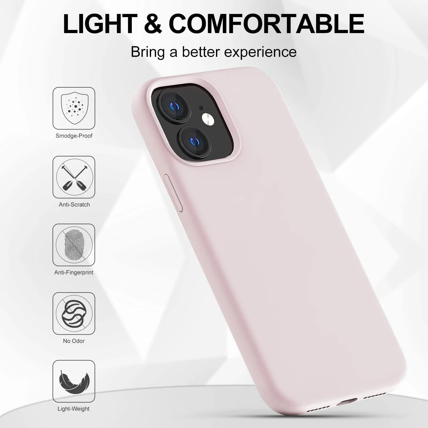 DL3 Mobilak Liquid Silicone Protective Case for iPhone 11 (6.1 Inch) with Camera Protection and Microfiber Lining - Chalk Pink