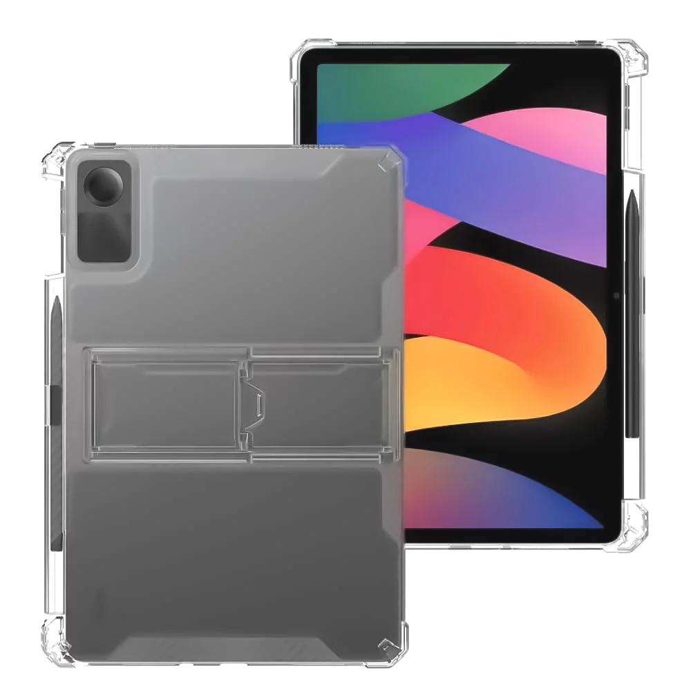 DL3 Mobilak Transparent Stand Case for Xiaomi Redmi Pad SE 11 inch Tablet 2023 Shockproof, Thin Slim Lightweight Anti-Yellowing Bumper, Kickstand Cover, with Pencil Holder - Clear