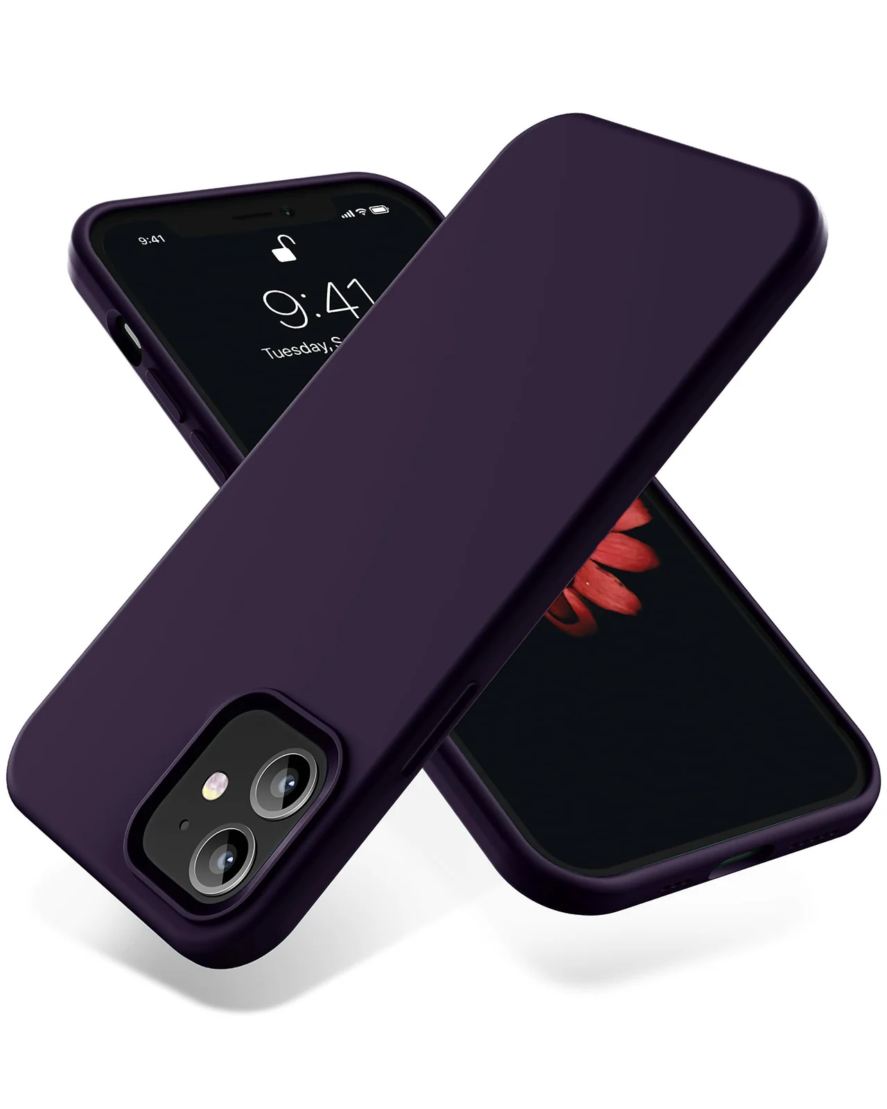 DL3 Mobilak Liquid Silicone Protective Case for iPhone 11 (6.1 Inch) with Camera Protection and Microfiber Lining - Elderberry