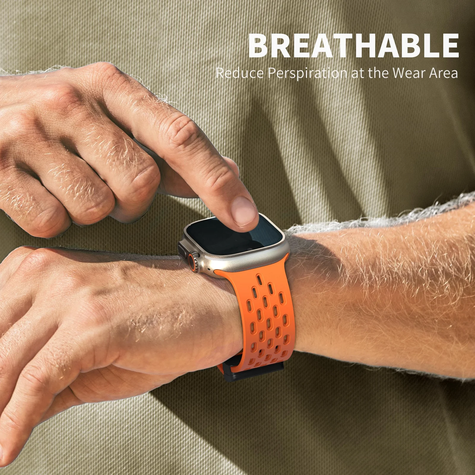 DL3 Mobilak Magnetic Bands for Apple Watch Band 49mm 46mm 45mm 44mm 42mm, Soft Silicone Magnetic Buckle Breathable Sport Watch Strap for iWatch Ultra2 Ultra SE SE2 Series 10 9 8 7 6 5 4 3 2 1 - Orange
