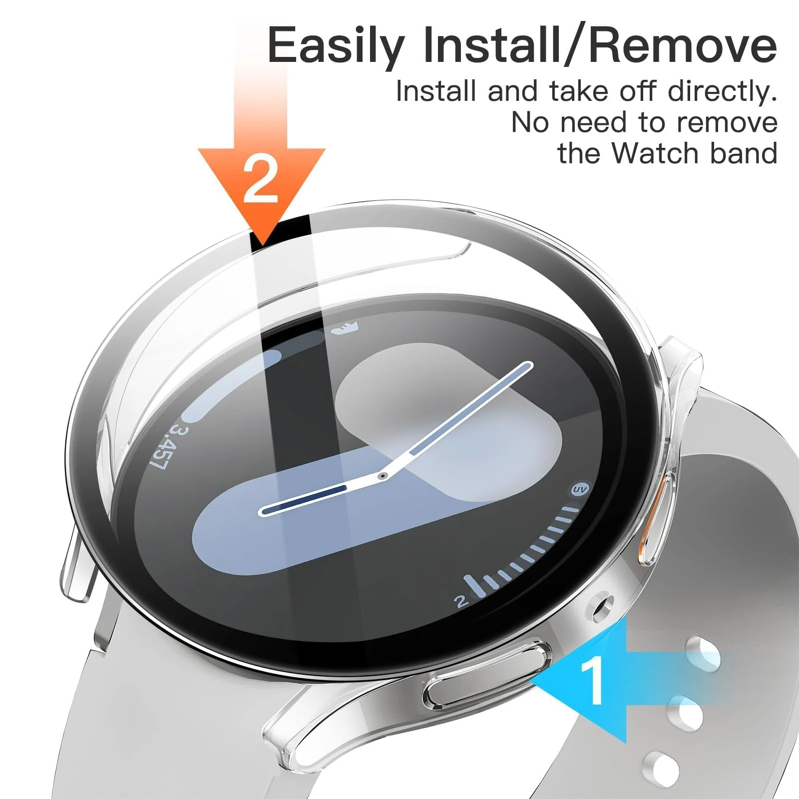 DL3 MOBILAK Full-Coverage Watch Case with Tempered Glass for Samsung Galaxy Watch 7 40 mm, Clear