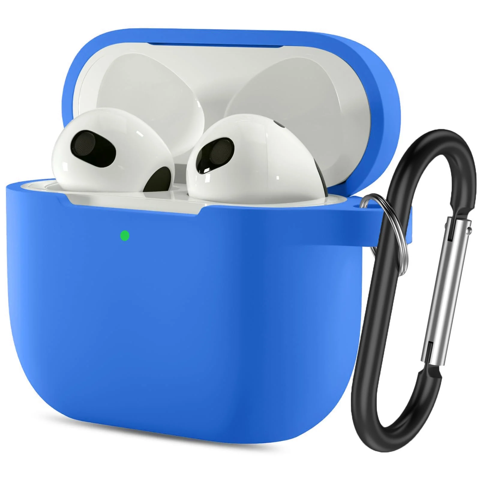 DL3 Mobilak AirPods 3 Case Cover, Silicone Protective Accessories Skin with Keychain Compatible with Apple AirPod 3rd Generation 2021 for Women Girl, Front LED Visible - Light Blue